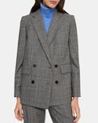 Theory Piazza Double Breasted Button Front Plaid Jacket