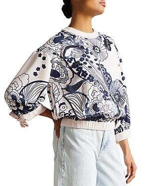 Ted Baker Sidnye Floral Print Tie Cuff Top