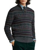 Polo Ralph Lauren Wool & Cashmere Fair Isle Regular Fit Quarter Zip Mock Neck Sweater