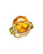 Bloomingdale's Citrine & Peridot Statement Ring With Diamond Accents In 14k Yellow Gold - 100% Exclusive