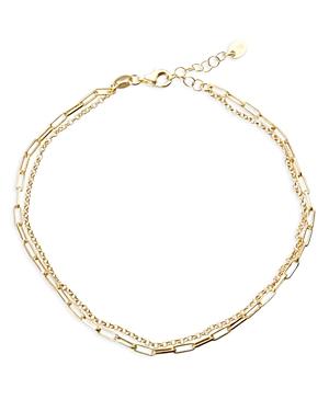 Argento Vivo Layered Paperclip Anklet