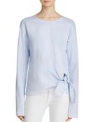 Theory Serah Stretch Cotton Tie-front Top