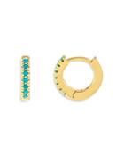 Adinas Jewels Turquoise Cubic Zirconia Huggie Hoop Earrings
