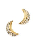 Temple St. Clair 18k Yellow Gold Cresent Moon Earrings With Pave Diamonds - 100% Exclusive