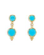 Temple St. Clair 18k Yellow Gold Turquoise & Diamond Double Drop Earrings