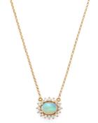 Bloomingdale's Opal And Diamond East-west Pendant Necklace In 14k Yellow Gold, 18 - 100% Exclusive