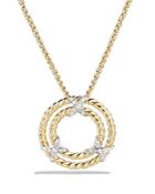 David Yurman X Circle Pendant Necklace With Diamonds In 18k Yellow Gold