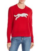 Aqua Cashmere Snow Leopard-applique Cashmere Sweater - 100% Exclusive