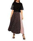 Gracia Dot Print Blocked Pleated Skirt (45% Off) - Comparable Value $108