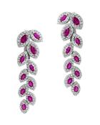 Bloomingdale's Certified Ruby & Diamond Feather Drop Earrings In 14k White Gold - 100% Exclusive