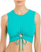 Robin Piccone Aubrey Drawstring Keyhole Tank Swim Top