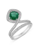 Hueb 18k White Gold Spectrum Emerald & Diamond Statement Ring