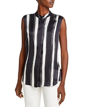 Equipment Therese Striped Sleeveless Silk Top