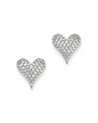 Bloomingdale's Diamond Heart Stud Earrings In 14k White Gold, 0.5 Ct. T.w. - 100% Exclusive