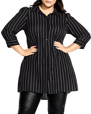 City Chic Plus Pinstriped Tunic Top