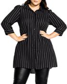 City Chic Plus Pinstriped Tunic Top