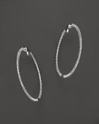 Diamond Inside Out Hoop Earrings In 14k White Gold, 1.50 Ct. T.w.