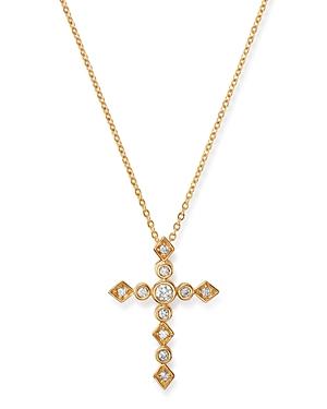 Bloomingdale's Diamond Bezel Set Cross Pendant Necklace In 14k Yellow Gold, 0.20 Ct. T.w. - 100% Exclusive