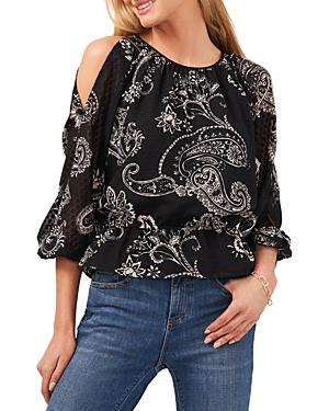 Vince Camuto Paisley Print Cold Shoulder Top
