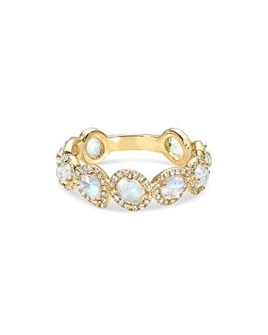 Zoe Lev 14k Yellow Gold Moonstone & Diamond Halo Ring