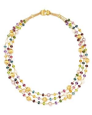 Marco Bicego 18k Yellow Gold Africa Gemstone & Cultured Freshwater Pearl Beaded Collar Necklace, 17