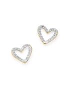Adina Reyter 14k Yellow Gold Pave Diamond Open Heart Stud Earrings