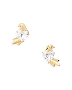 Kate Spade New York Love Birds Cubic Zirconia Heart Bird Stud Earrings In Gold Tone