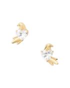 Kate Spade New York Love Birds Cubic Zirconia Heart Bird Stud Earrings In Gold Tone