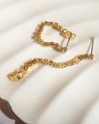 Luv Aj Ballier Cubic Zirconia Chain Front To Back Earrings In Gold Tone