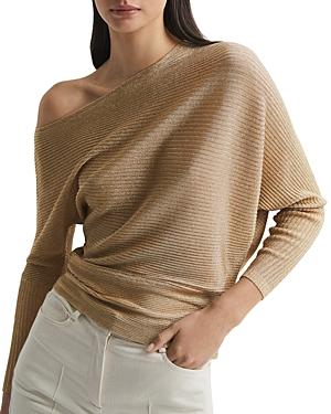 Reiss Louisa Metallic Draped Knit Top