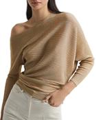 Reiss Louisa Metallic Draped Knit Top