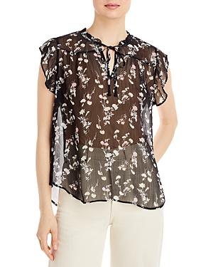 Status By Chenault Flutter Sleeve Tie Neck Top