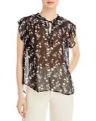 Status By Chenault Flutter Sleeve Tie Neck Top