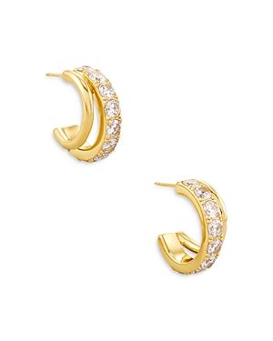 Kendra Scott Livy Pave Double Row Huggie Hoop Earrings In 14k Gold Plate