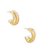 Kendra Scott Livy Pave Double Row Huggie Hoop Earrings In 14k Gold Plate