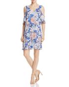 B Collection By Bobeau Mary Cold Shoulder Floral Print Dress