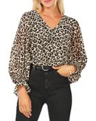Vince Camuto Elegant Leopard V-neck Top