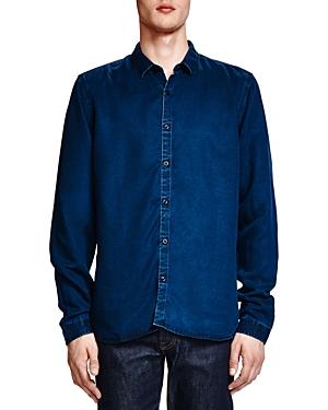 The Kooples Slim Fit Washed Denim Button Down Shirt