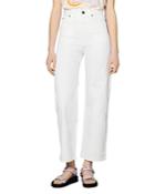 Sandro Nico Straight Leg Ankle Jeans In White