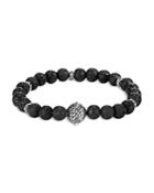 John Hardy Sterling Silver And Volcanic Rock Classic Chain Bead Bracelet
