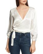 1.state Satin Wrap-front Top