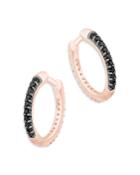 Bloomingdale's Black & White Diamond Reversible Huggie Hoop Earrings In 14k Rose Gold, 0.25 Ct. T.w. - 100% Exclusive