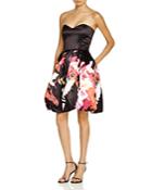 Parker Black Strapless Printed Fit And Flare Dress