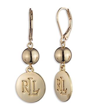 Lauren Ralph Lauren Engraved Logo Double Drop Earrings