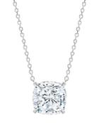 Crislu Cushion-cut Pendant Necklace In 18k Rose Gold-plated Sterling Silver Or Platinum-plated Sterling Silver, 16