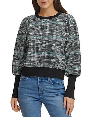 Dkny Long Puff Sleeve Sweater With Zipper Cuffs