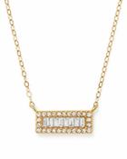 Diamond Round And Baguette Bar Pendant Necklace In 14k Yellow Gold, .20 Ct. T.w.