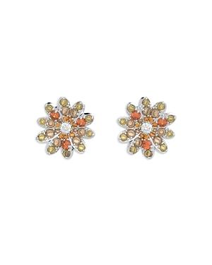 Swarovski Eternal Flower Multicolor Crystal Flower Stud Earrings In Silver Tone