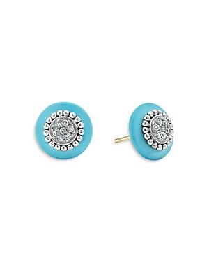 Lagos Blue Caviar & Diamond Sterling Silver Stud Earrings
