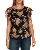Vince Camuto Beautiful Blooms Flutter Sleeve Top